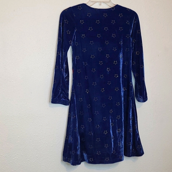 NWT WonderWoman Velour Blue Gold/Red Glitter Embroidered Logo Dress Girl Sz 6/6X - Picture 3 of 12